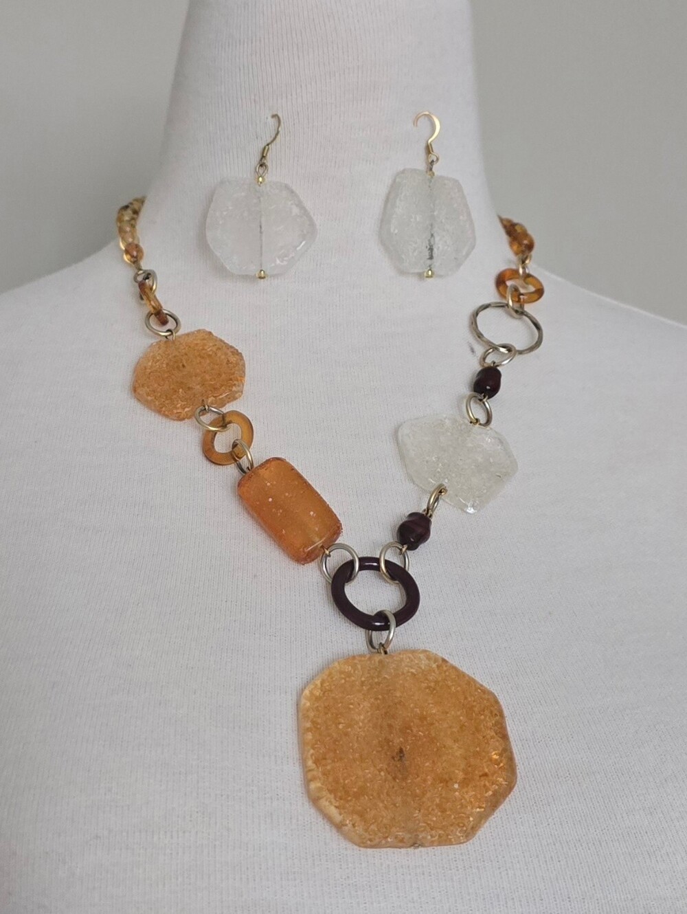 Millefiori Glass Necklace Earring set - Women Jewelry